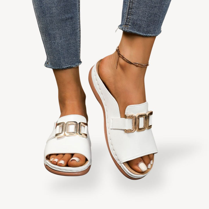 Orthopedic Buckle Flat Sandals Women | Loravelle