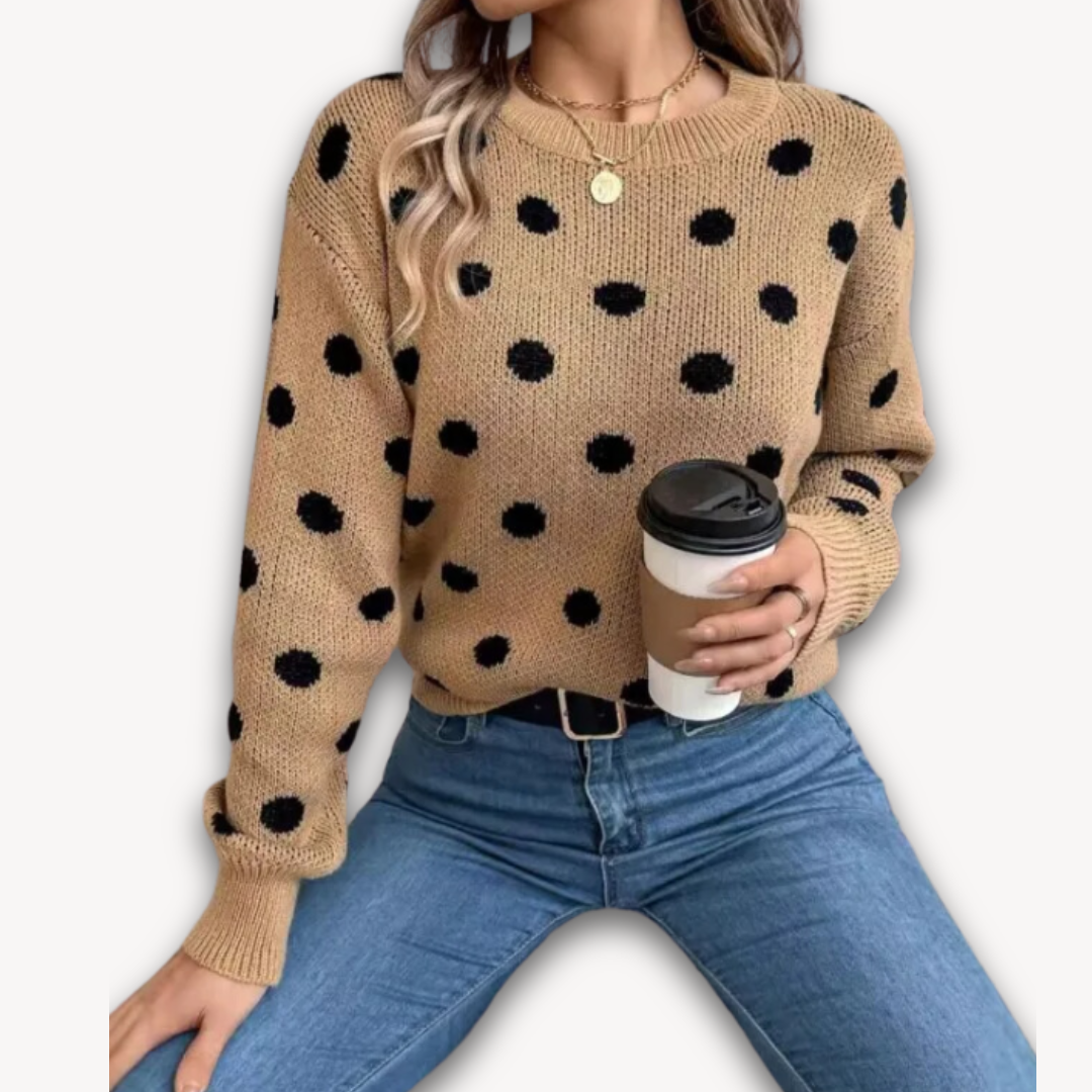 Loravelle | Women's Polka Dot Knit Sweater - Soft Acrylic Blend, Casual and Stylish