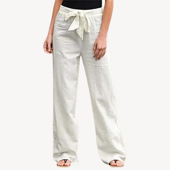 Women's Linen Wide Leg Drawstring Trousers | Loravelle