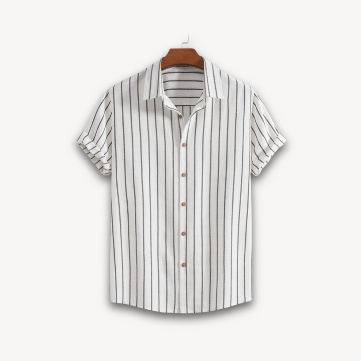 Loravelle | Men's Striped Linen Blend Shirt and Pants Set - Summer Casual Outfit - Lightweight and Breathable