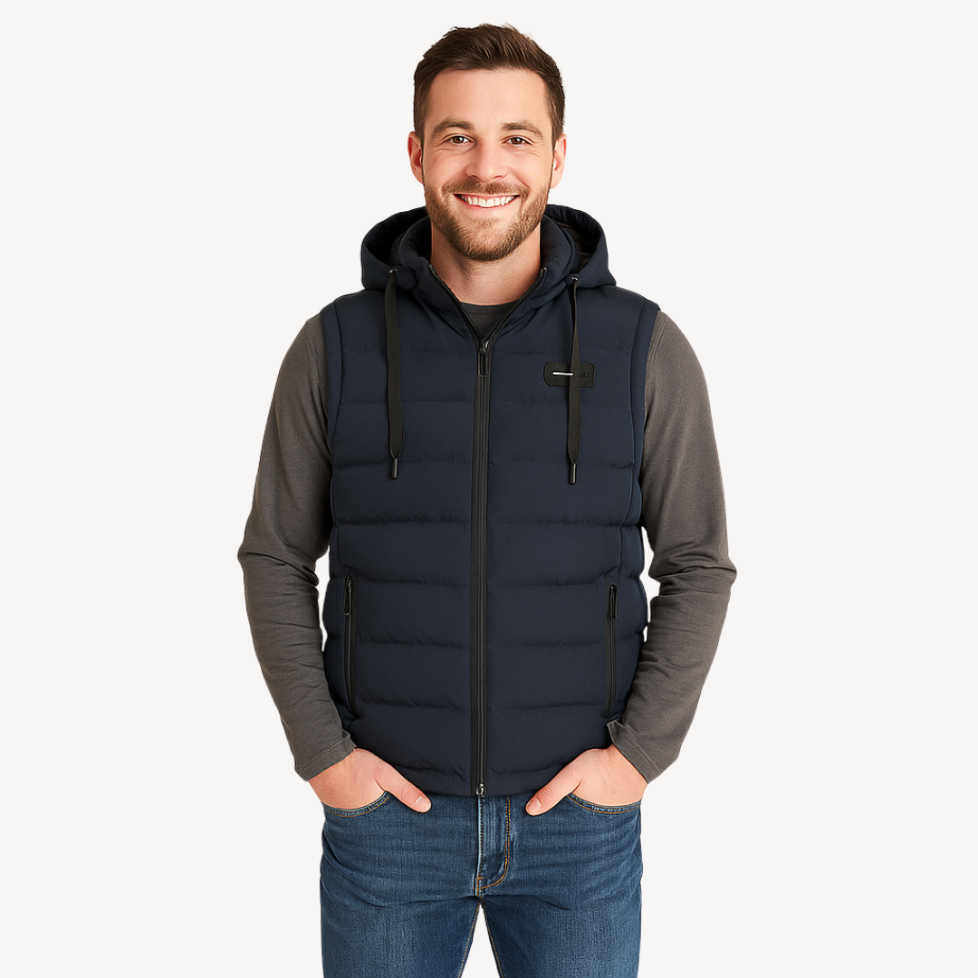 Men's Puffer Vest with Hood | Loravelle