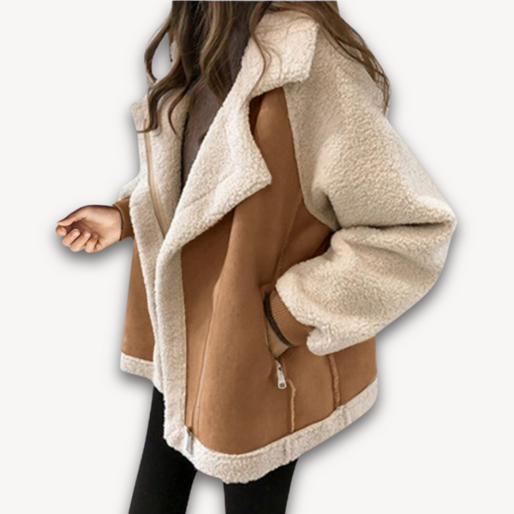 Loravelle | Women's Shearling-Lined Faux Suede Jacket, Warm Winter Coat, Casual Style