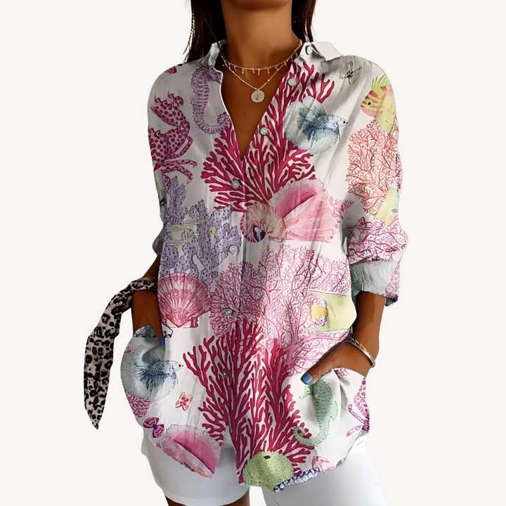 Print Button-Up Shirt Women | Loravelle