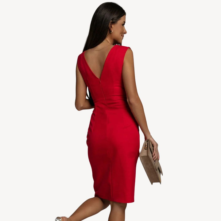 Women's V-Neck Slit Midi Dress | Loravelle