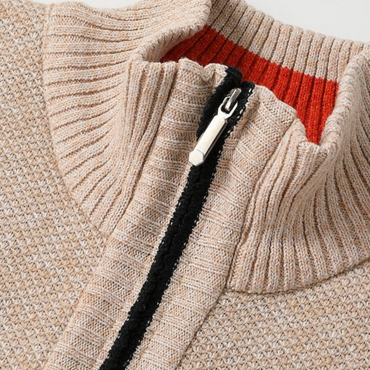 Men's Knit Zip Sweater with Collar | Loravelle