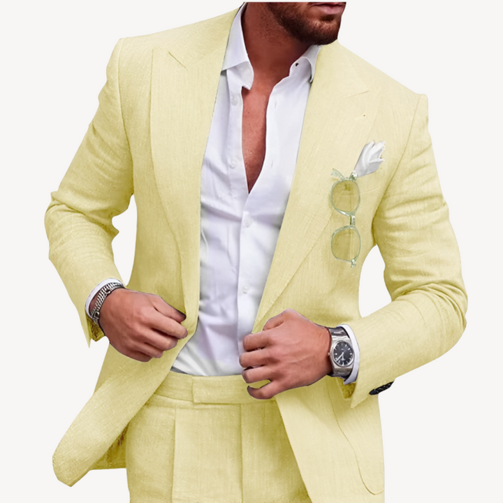 Men's Linen Slim Fit Suit 2 Piece Formal Blazer Set | Loravelle