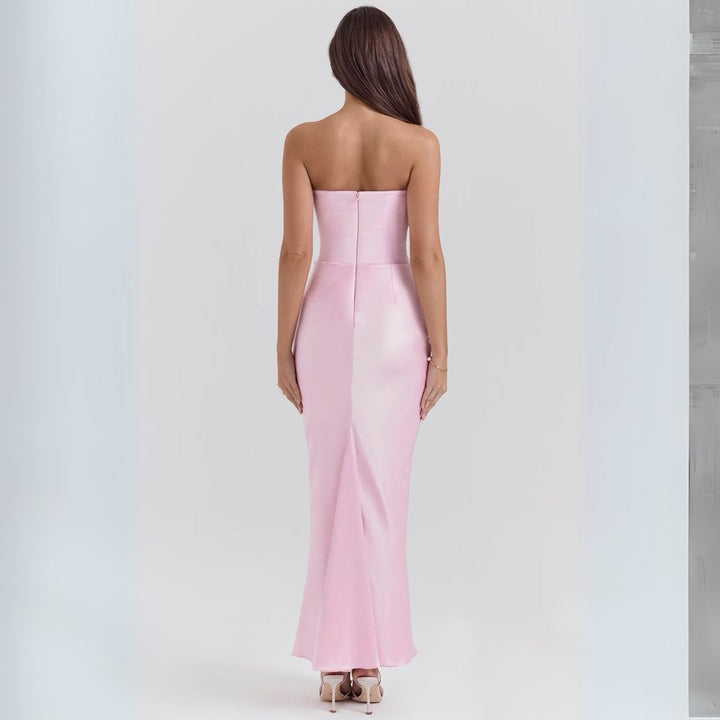 Satin Strapless Corset Maxi Dress Women | Loravelle