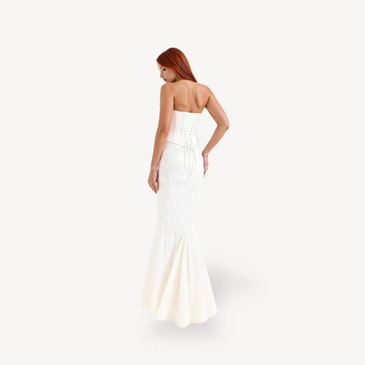 Women's Strapless Corset Maxi Dress Lace | Loravelle
