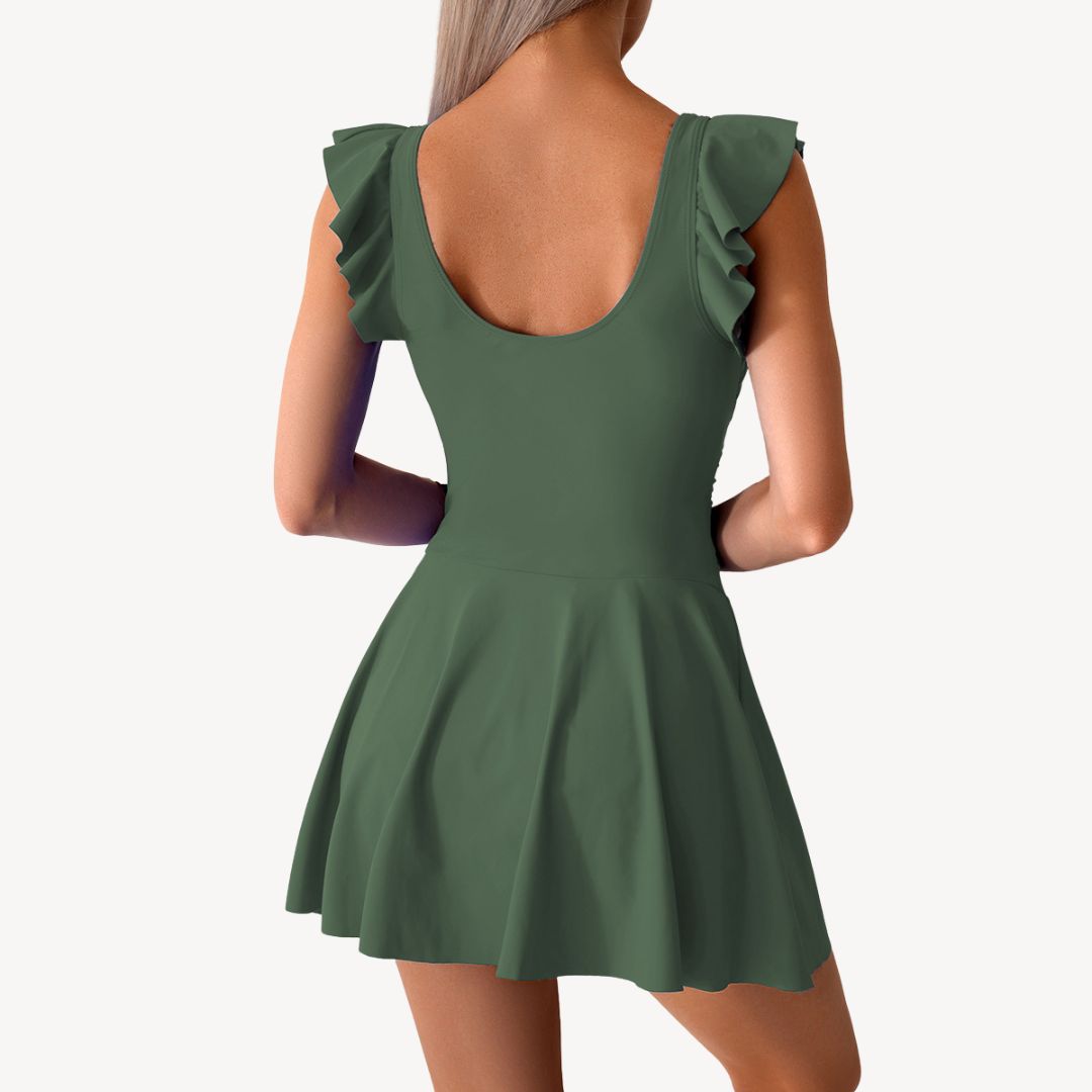 Ruffled One-Piece Skirt Swimsuit | Loravelle