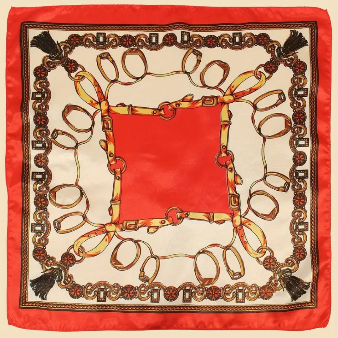 Silk Chain Print Head Scarf | Loravelle