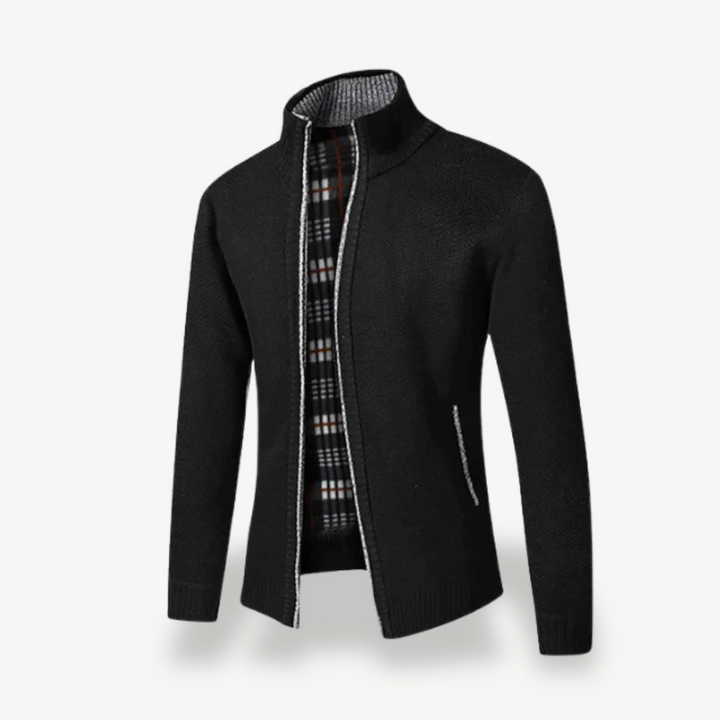 Men's Knitted Fleece Lined Zip Cardigan Sweater | Loravelle