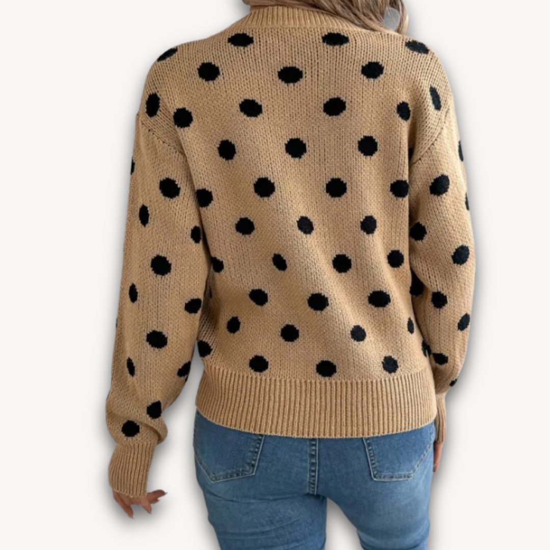 Loravelle | Women's Polka Dot Knit Sweater - Soft Acrylic Blend, Casual and Stylish