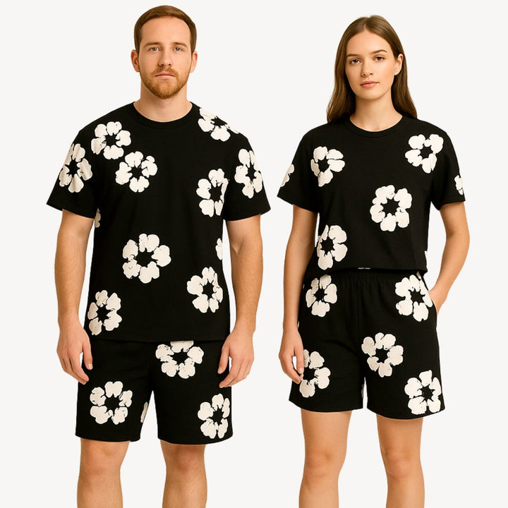 Cotton Wreath Floral Tee & Shorts Set Unisex | Loravelle