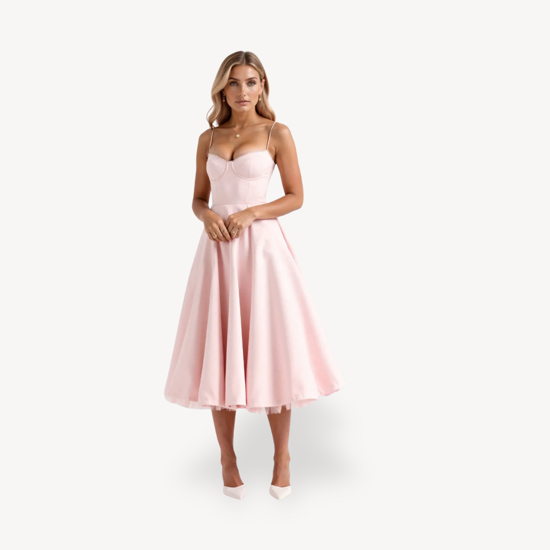 Women's A-Line Midi Dress Cotton Pockets | Loravelle