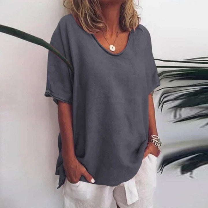 Women's Loose Linen Blend T-Shirt | Loravelle