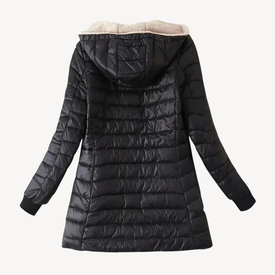 Women's Hooded Puffer Jacket with Sherpa Lining | Loravelle