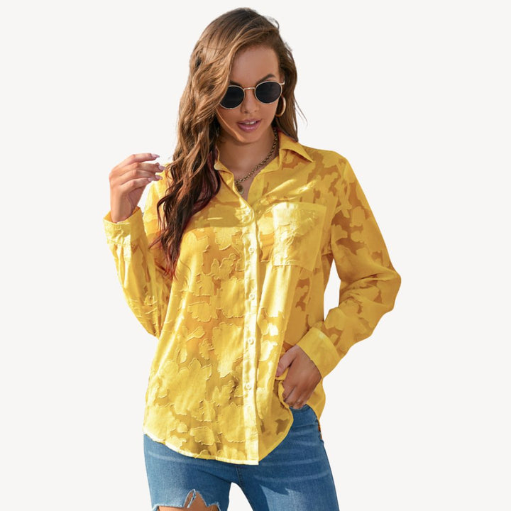 Women's Lace Print Button-Up Shirt | Loravelle
