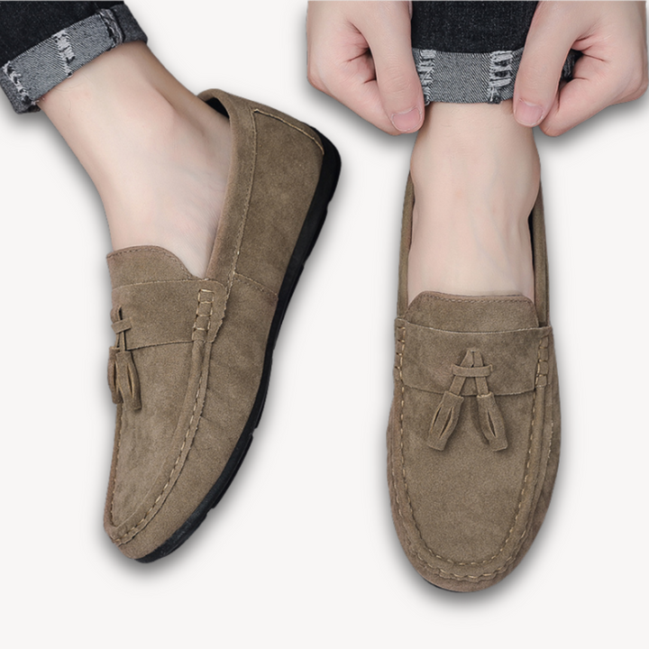 Loravelle | Men's Tassel Suede Loafers - Stylish Casual Shoes for Adults