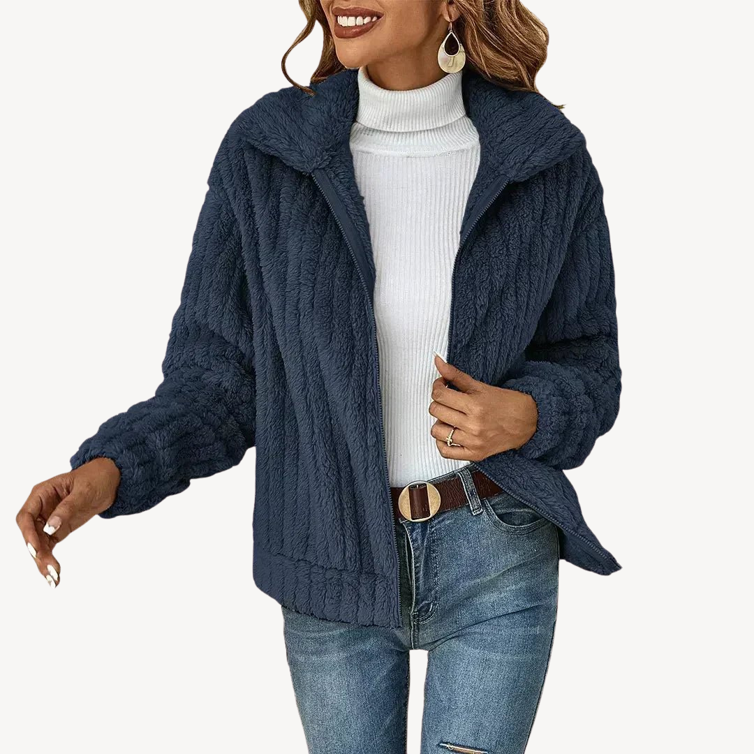Women's Plush Fleece Zip-Up Cardigan | Loravelle