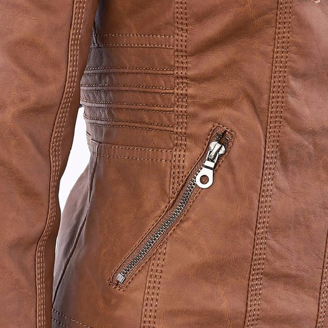 Women's Waterproof Leather Hooded Jacket | Loravelle