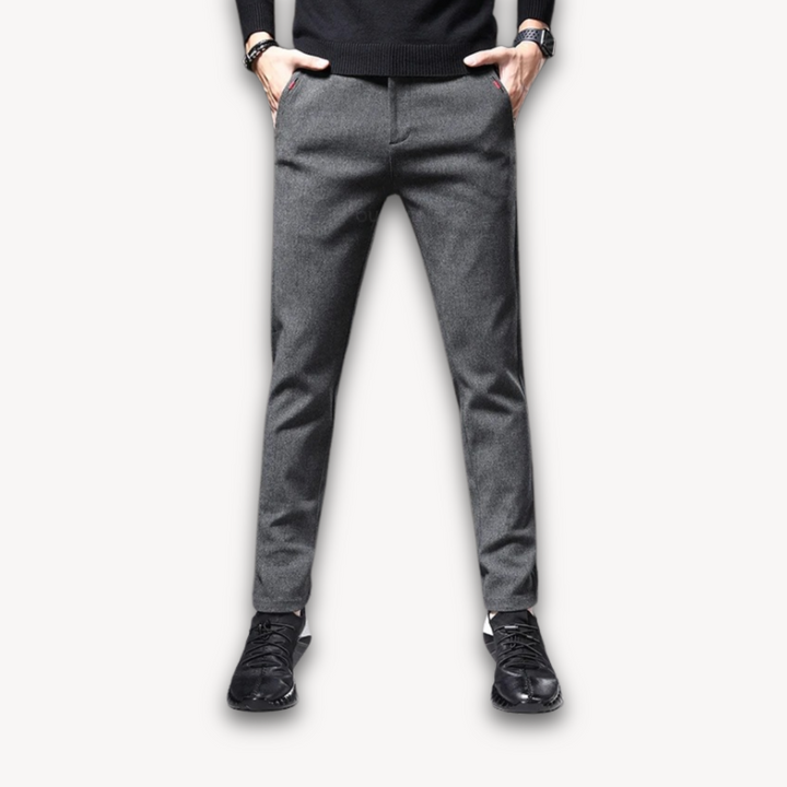 Loravelle | Men's Wool Blend Slim Fit Trousers - Casual Business Pants