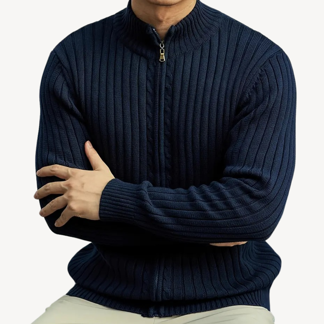Ribbed Zip-Up Sweater for Men | Loravelle