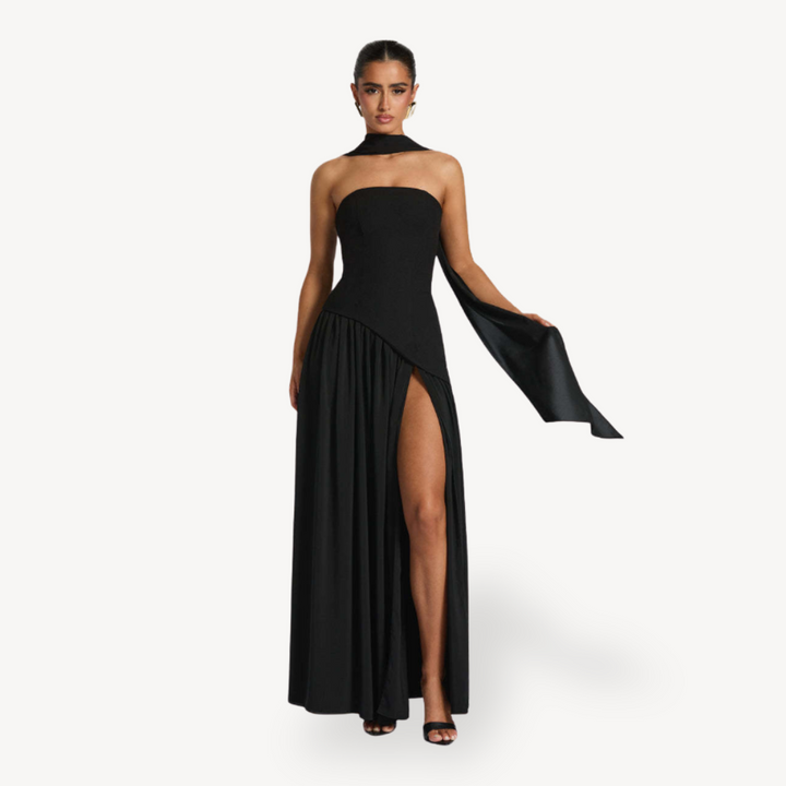 Women's Strapless Slit Maxi Dress | Loravelle