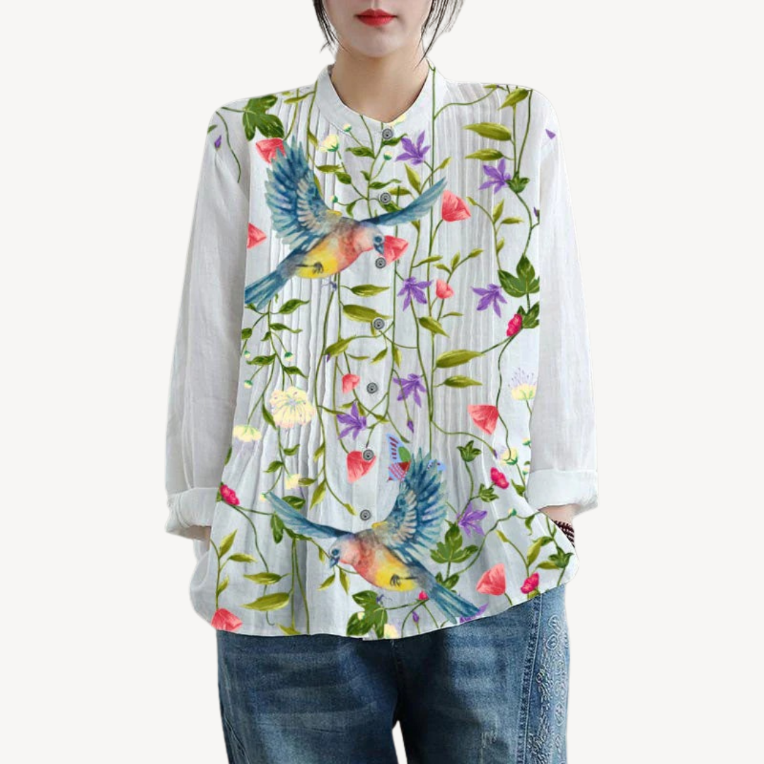 Women's Pleated Linen Blouse | Loravelle