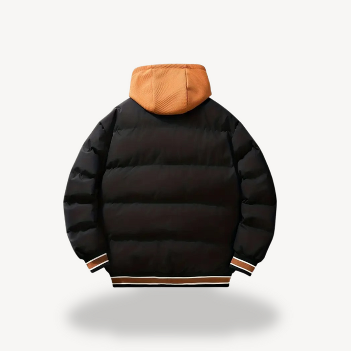 Men's Puffer Varsity Jacket with Hoodie | Loravelle