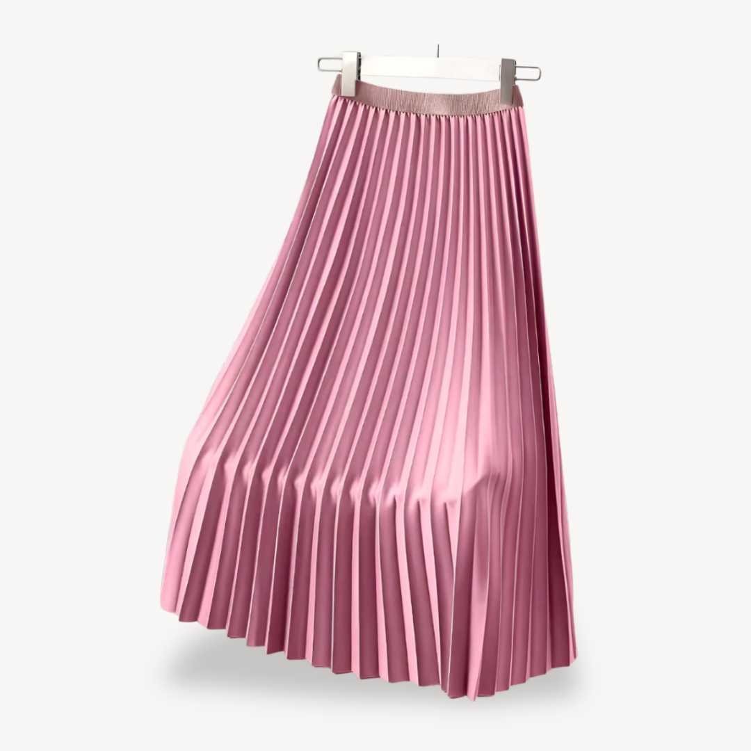 Satin Pleated Midi Skirt for Women | Loravelle