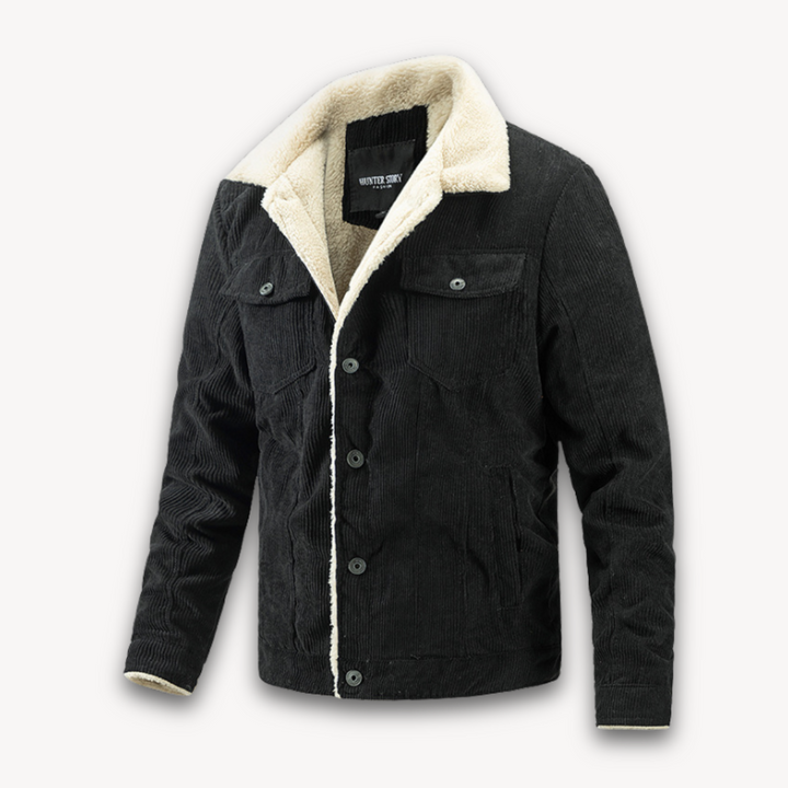 Loravelle | Men's Corduroy Sherpa-Lined Jacket - Winter Warm Casual Coat