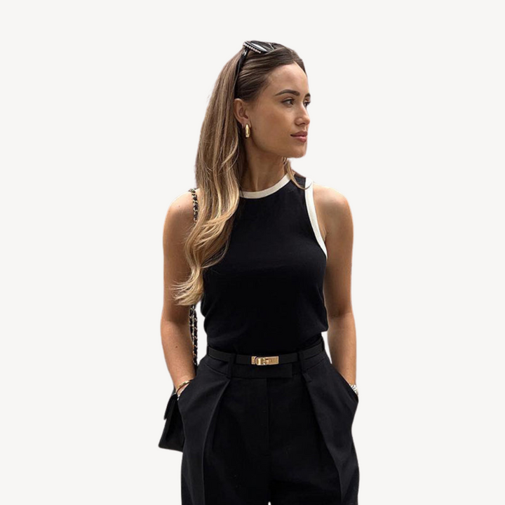 Faux Leather Belt with Gold Buckle for Women | Loravelle