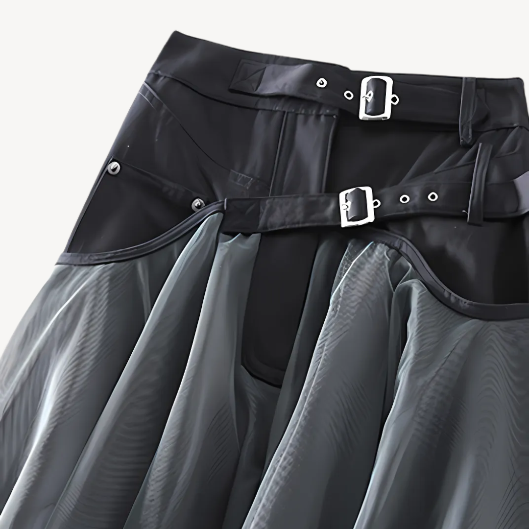 High Waist Gothic Maxi Skirt Women Chiffon | Loravelle