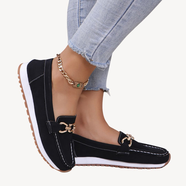 Orthopedic Suede Loafers Women Chain | Loravelle