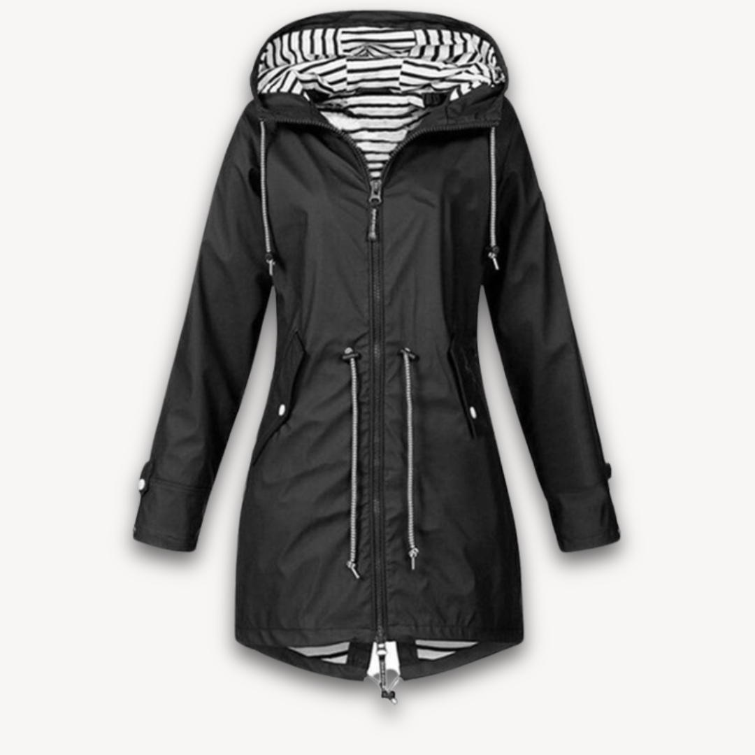 Loravelle | Waterproof Women's Hooded Rain Jacket with Drawstring Waist