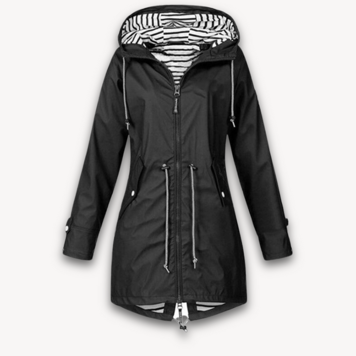 Loravelle | Waterproof Women's Hooded Rain Jacket with Drawstring Waist