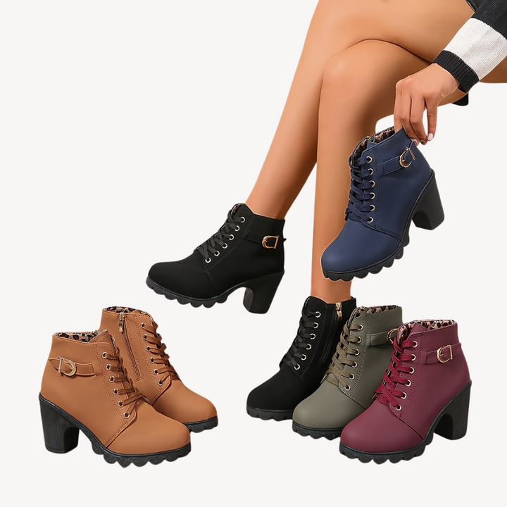 Orthopedic Lace-Up Heeled Booties | Loravelle