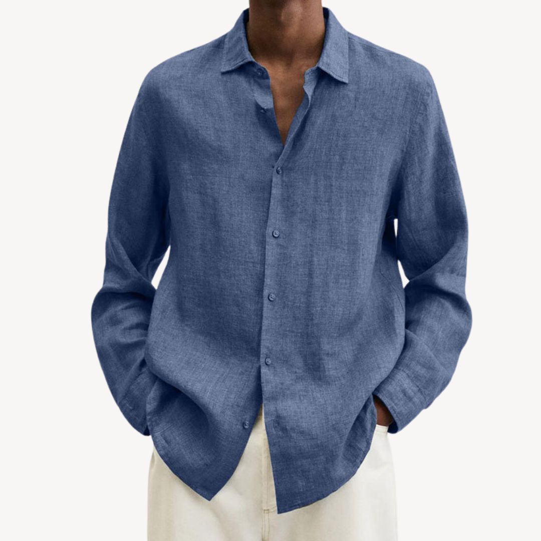 Men's Casual Long Sleeve Linen Shirt | Loravelle