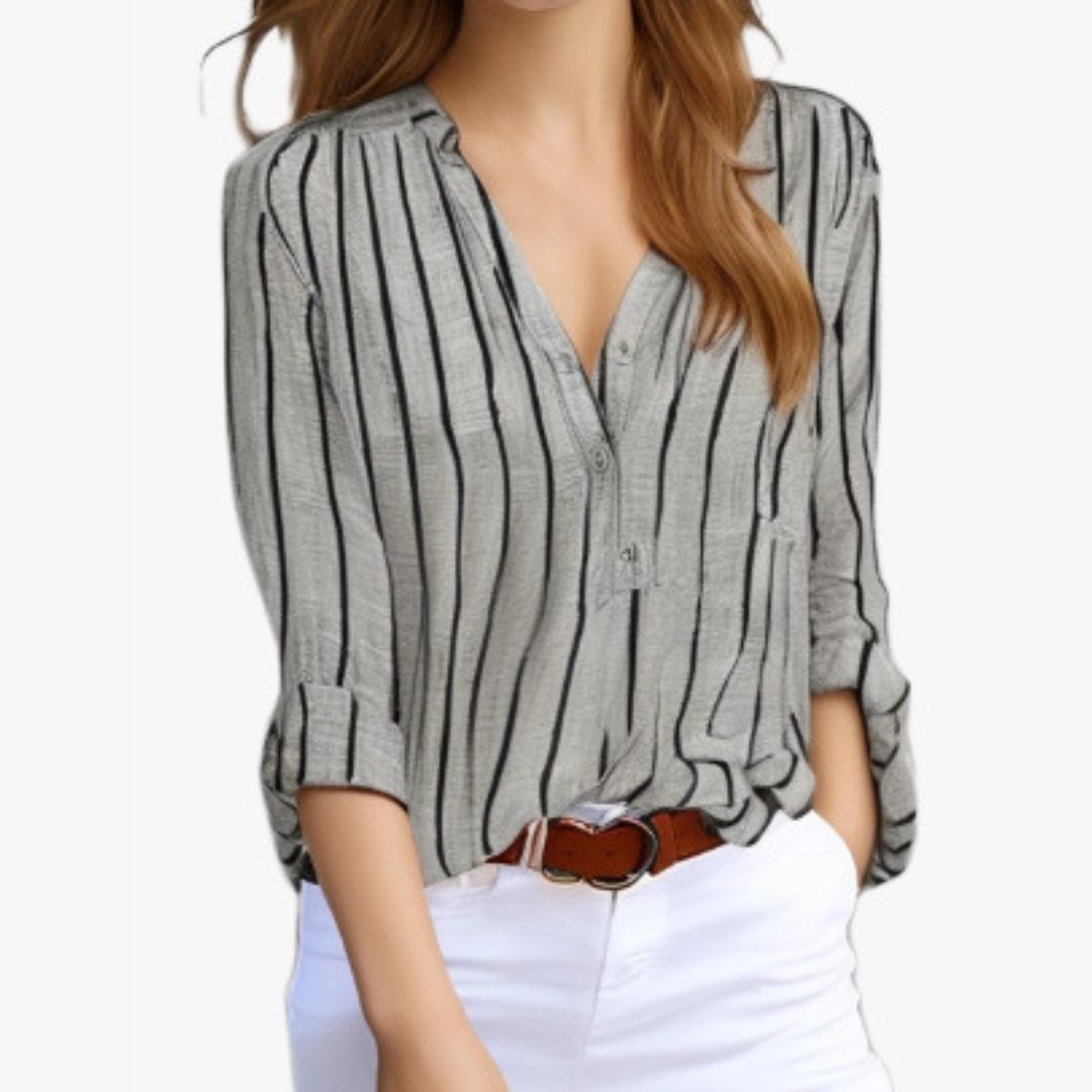 Cotton Blend Striped Shirt Women | Loravelle