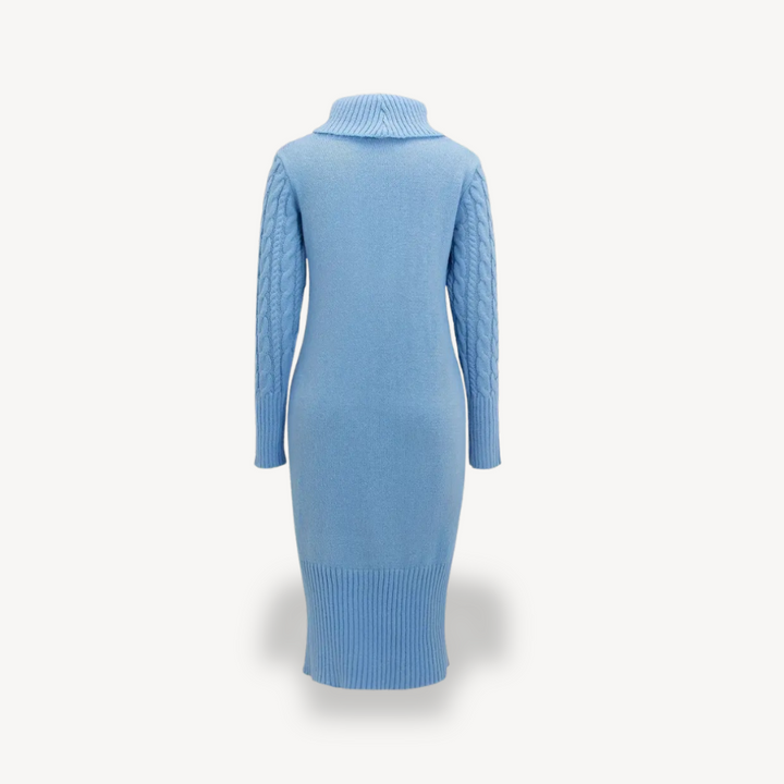 Knit Cable Turtleneck Sweater Dress | Loravelle