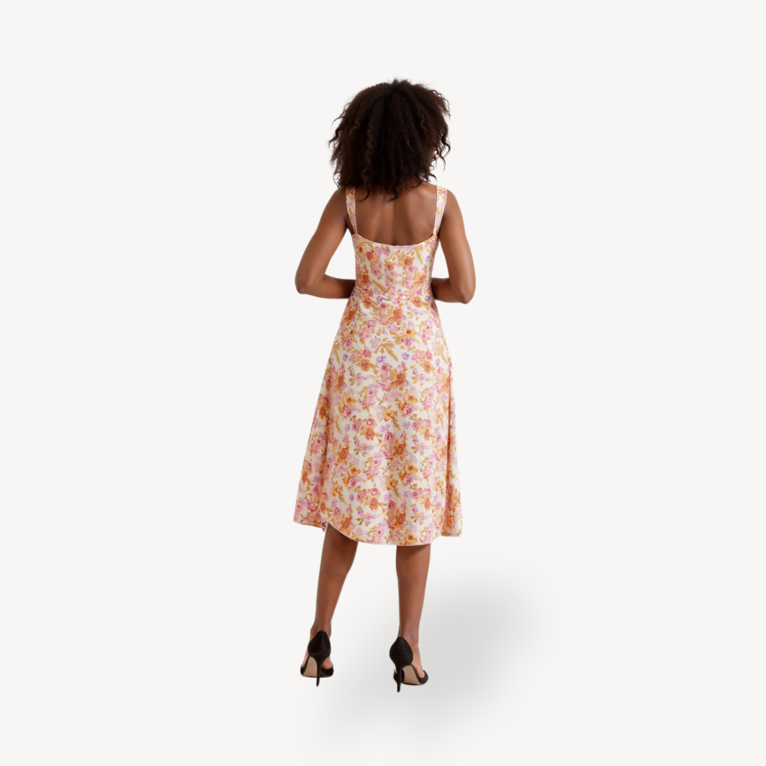 Women's Floral Print Midi Dress Cotton | Loravelle