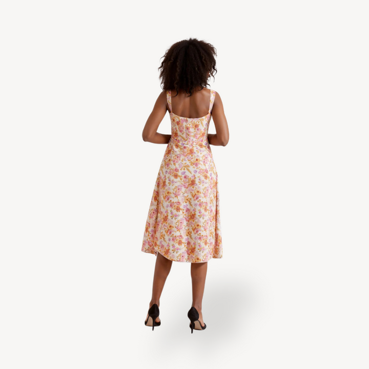 Women's Floral Print Midi Dress Cotton | Loravelle