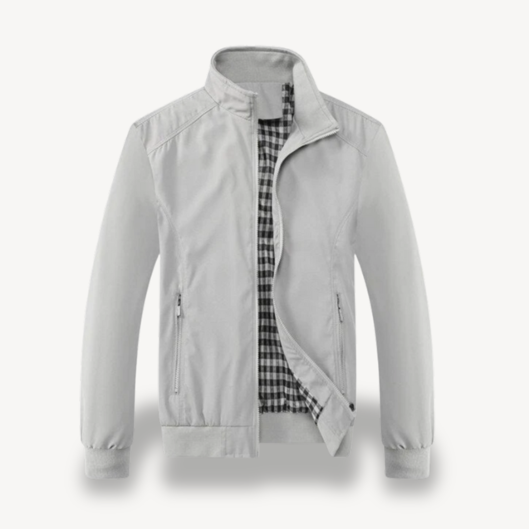 Men's Zip-Up Bomber Jacket with Check Lining | Loravelle