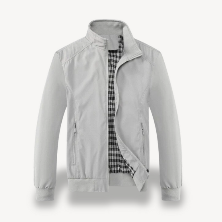 Men's Zip-Up Bomber Jacket with Check Lining | Loravelle