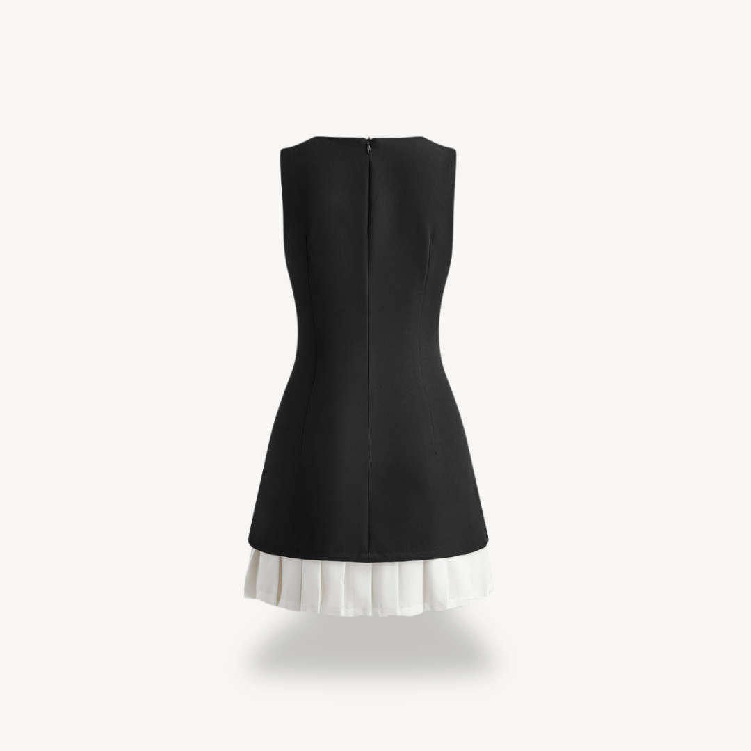 Sleeveless Color Block Pleated Mini Dress Women | Loravelle