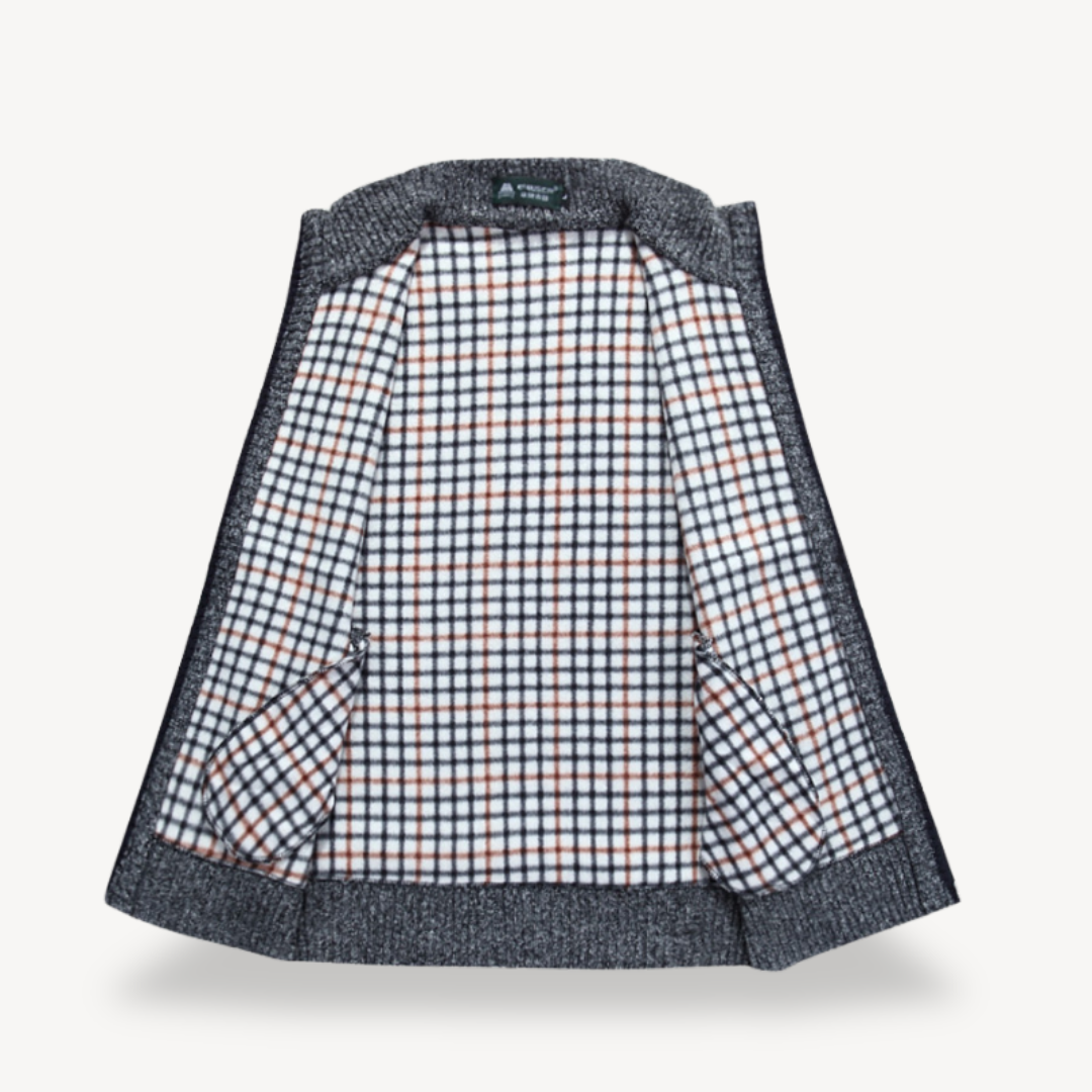 Men's Knit Vest with Checkered Lining | Loravelle