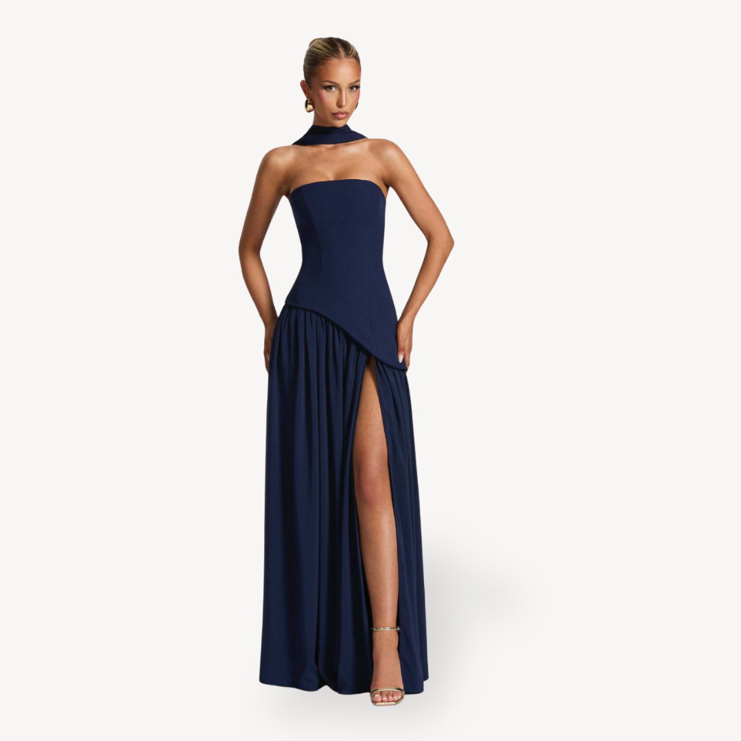 Women's Strapless Slit Maxi Dress | Loravelle