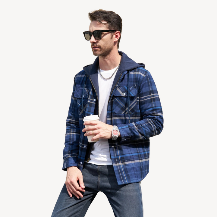 Men's Flannel Hooded Padded Jacket | Loravelle