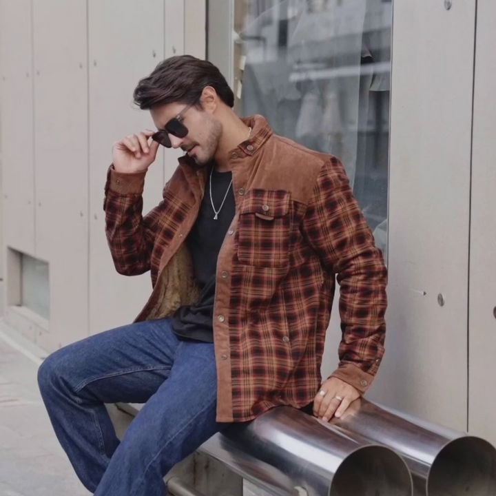 Men’s Plaid Fleece Lined Jacket | Loravelle