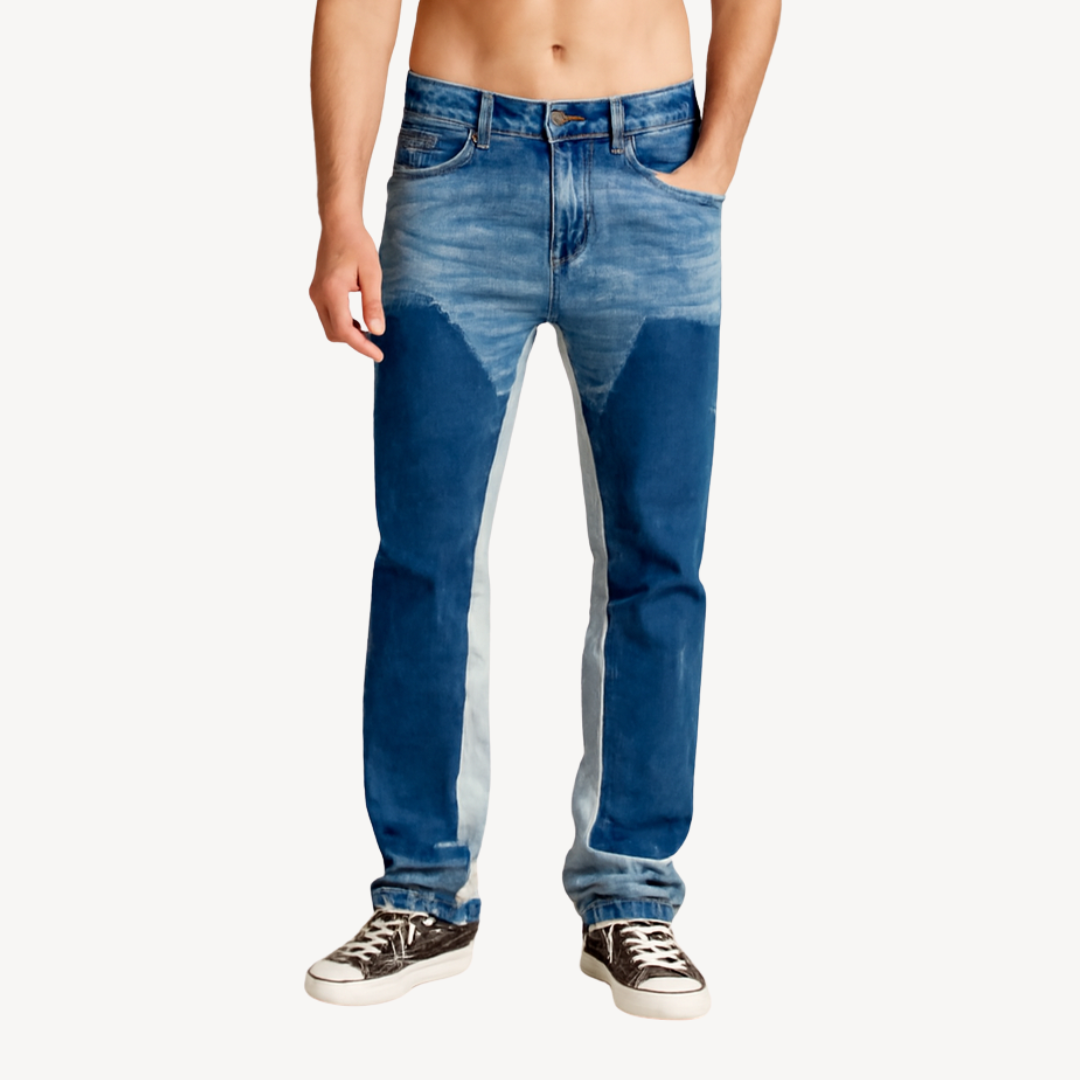 Men’s Stacked Jeans – Streetwear Slim Fit Denim in Black, Gray & Blue | Loravelle